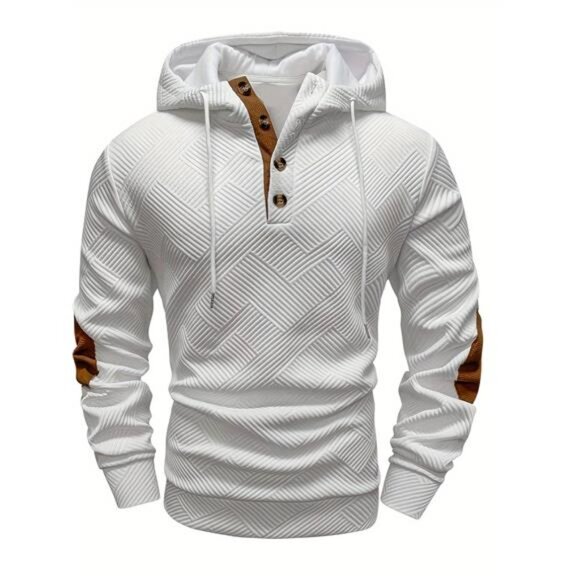 NWT Men's White Hooded Cardigan Multiple Sizes - Brown Buttons - Picture 1 of 5